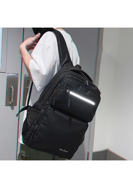 Haoshuaı 3408# Büyük Omuz Çantası Dizüstü Bilgisayar Sırt Çantası Seyahat Sırt Çantası Kamp Taşıma Çantası - Siyah (Yurt Dışından) modelleri