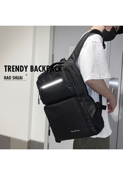 Haoshuaı 3408# Büyük Omuz Çantası Dizüstü Bilgisayar Sırt Çantası Seyahat Sırt Çantası Kamp Taşıma Çantası - Siyah (Yurt Dışından) fırsatları