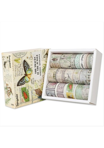 Vintage Washi Bant Seti, 20 Rulo El Sanatları Bandı Yazılabilir Dekoratif Bant (Yurt Dışından)