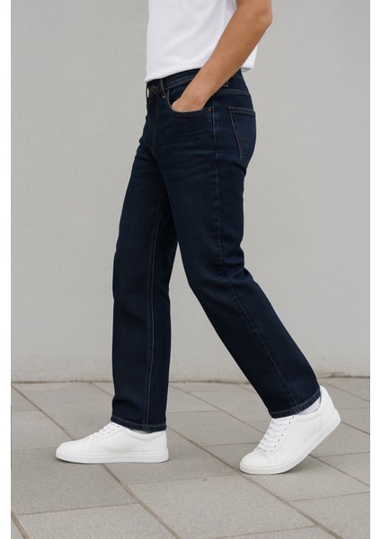 Erkek Yüksel Bel Bol Kesim Boru Paça Kot Pantolon Reguler Fit Jean C336