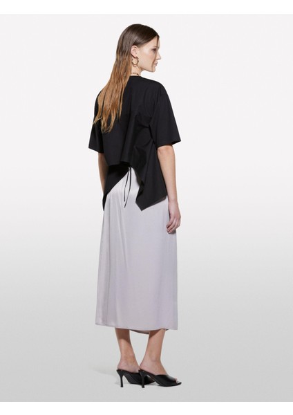 %100 Pamuk Arkası Bağcıklı Bisiklet Yaka Regular Fit T-Shirt Kadın Siyah T-Shirt - 325P3F1QL107K fiyatları