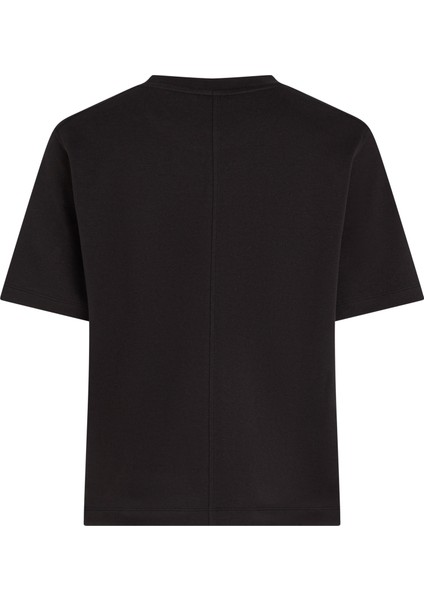 Modern Interlock Boxy Ss Tee Kadın Siyah T-Shirt - WW0WW47458 modelleri