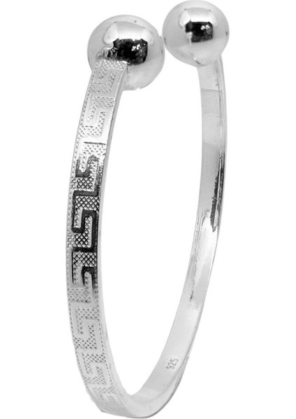 Çift Toplu Ayarlanabilir Gümüş Grek Desen Bilezik