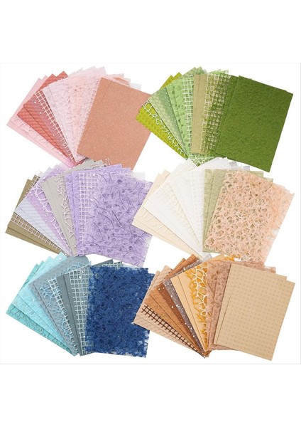90 Yaprak Scrapbook Kağıdı ve Dekoratif Örgü Kumaş Çeşitli Set B (Yurt Dışından)
