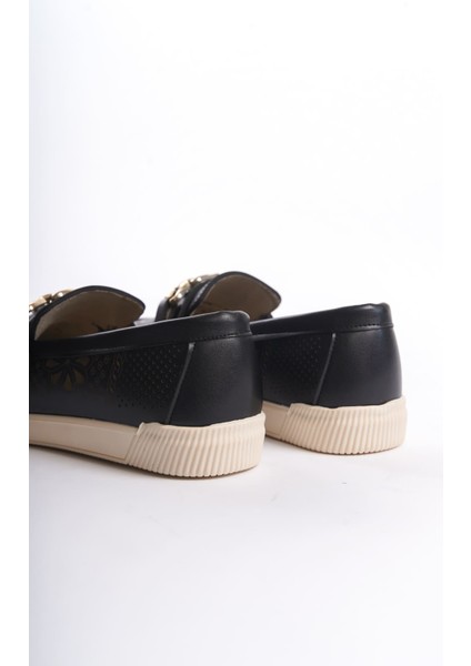 Layla Bağcıksız Ortopedik Rahat Taban Çiçek Desenli Kadın Babet Ayakkabı Ckt - Siyah fırsatları