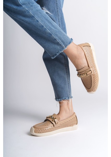 Lıly Bağcıksız Ortopedik Rahat Taban Kalp Desenli Kadın Babet Ayakkabı Ckt - Ten fiyatları