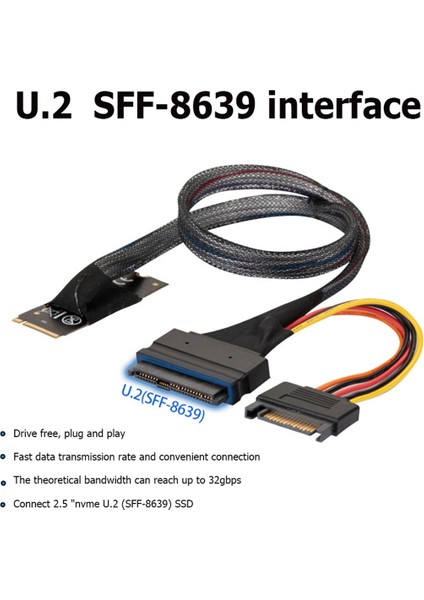 M2TO8639 M.2 M-Key - U.2 SFF-8639 Adaptör Kablosu (Yurt Dışından) fiyatları