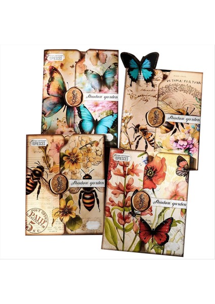 80 Yaprak Vintage Kelebek Bal Arısı Çiçekleri Bahçe Karalama Defteri Kağıdı (Yurt Dışından)