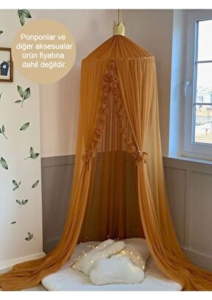 Deluxe Tül Cibinlik Şampanya Renkli Yatak Aksesuarı 65 cm Çap 280 cm Uzunluk fırsatları