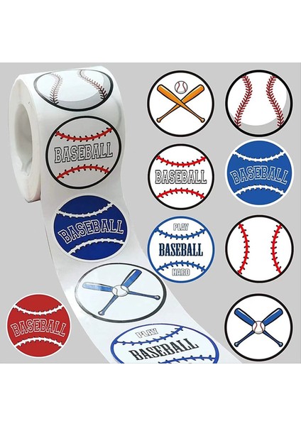 1 RULO/500 Adet Beyzbol Çıkartmaları 1,5 Inç Etiket Rulo Çıkartmaları (Yurt Dışından) fiyatları