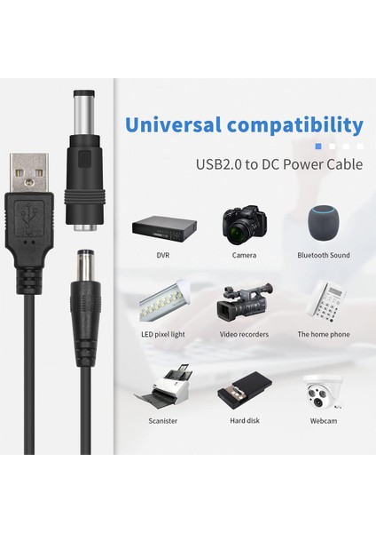 5V Dc 5.5 2.1mm Jaklı Şarj Kablosu Güç Kablosu, Usb'den Dc Güç Kablosuna (Yurt Dışından) modelleri