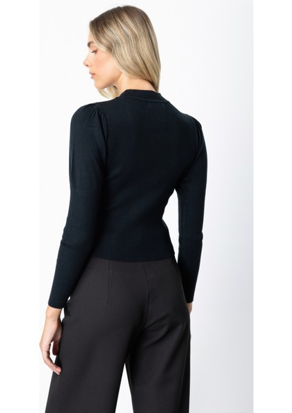 Kadın Balon Kol Pencere Detaylı Kazak 65303 Siyah fırsatları