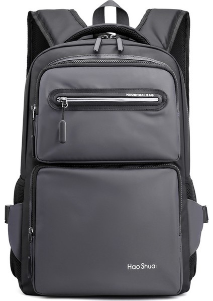 Haoshuaı 3408# Büyük Omuz Çantası Dizüstü Bilgisayar Sırt Çantası Seyahat Sırt Çantası Kamp Taşıma Çantası - Gri (Yurt Dışından)