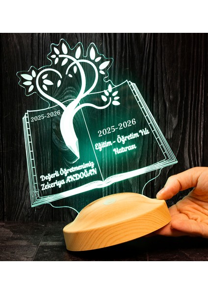 Öğretmenler Günü Hediyesi 3D LED Lamba - Mezuniyet Hatırası, İsimli Öğretmene Hediye, Kitap Tasarımlı Sevgili Öğretmenim Masa Lambası modelleri