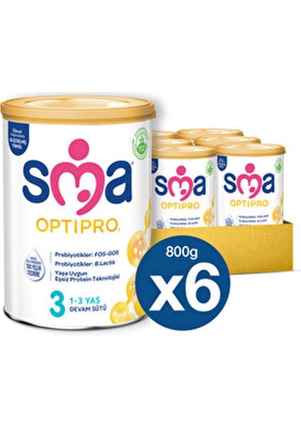 Sma 3 Optipro Probiyotik Toz Devam Sütü 800 gr x 6 Adet 1-3 Yaş İçin Vitamin Kaynağı fiyatları