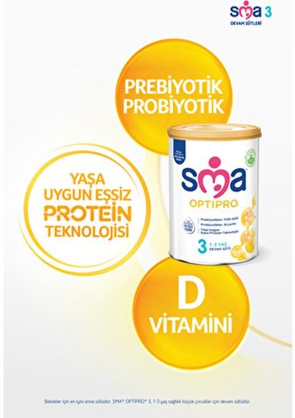 Sma 3 Optipro Probiyotik Toz Devam Sütü 800 gr x 6 Adet 1-3 Yaş İçin Vitamin Kaynağı