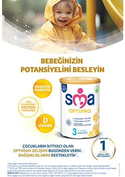 Sma 3 Optipro Probiyotik Toz Devam Sütü 800 gr x 6 Adet 1-3 Yaş İçin Vitamin Kaynağı