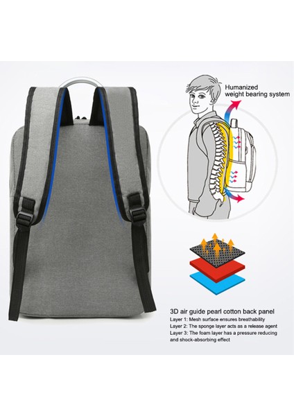 20L Iş Günlük Oxford Kumaş Sırt Çantası Erkek Çift Omuz Çantası Dizüstü Bilgisayar Taşıma Çantası - Açık Gri (Yurt Dışından) modelleri