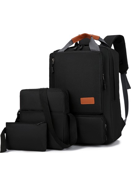 3 Parça Sırt Çantası Seti Kadın Erkek 14,5 Inç Dizüstü Bilgisayar Sırt Çantası Omuz Çantası Seyahat Okul Iş Için Küçük Cep - Siyah (Yurt Dışından)
