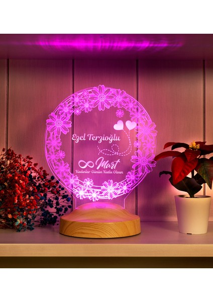 8 Mart Kadınlar Günü Hediyesi - Papatya Desenli İsimli ED Lamba, Öğretmene, Arkadaşa, Sevgiliye Kadınlar Günü Hediyesi fiyatları