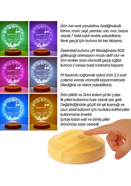 8 Mart Kadınlar Günü Hediyesi - Papatya Desenli İsimli ED Lamba, Öğretmene, Arkadaşa, Sevgiliye Kadınlar Günü Hediyesi indirimleri