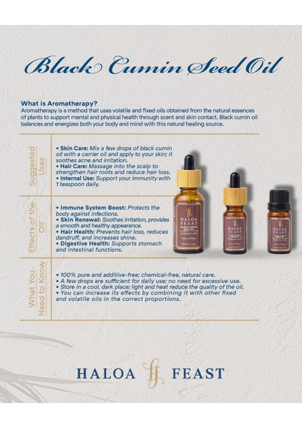 HALOA FEAST Çörek Otu Yağı - Black Seed Oil 10 ml 0,3fl.oz Akışlı Kapak modelleri