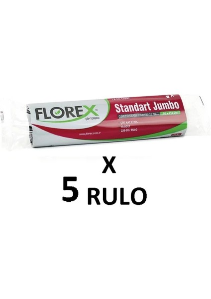 Standart Jumbo Boy ( 80X110 cm ) Siyah Çöp Poşeti 5 Rulo