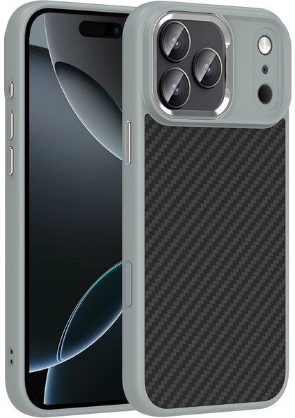 Apple iPhone 17 Pro Max Kılıf M-Safe Şarj Özellikli Karbon Fiber Görünümlü Redclick Truva Silikon Kapak