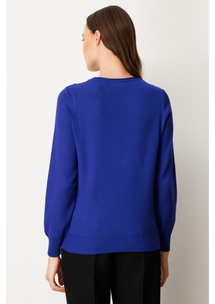 Kadın Sıfır Yaka Püskül Detaylı Triko Kazak 65306 Saks fırsatları