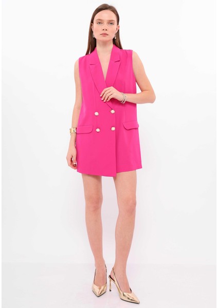 Kadın Kruvaze Kapama Kolsuz Blazer Şort Tulum fiyatları