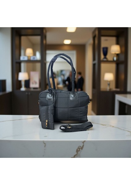 Kapitone Mini Cüzdanlı Kadın Omuz Çantası