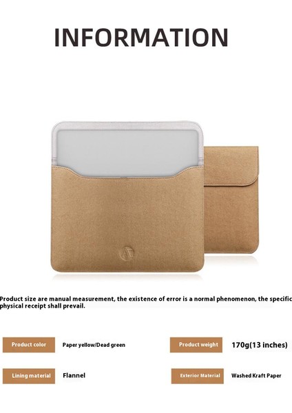 13 Inç Dizüstü Bilgisayar Taşıma Çantası Yıkanmış Kraft Kağıt Taşınabilir Kol Çantası Manyetik Kapatma - Yeşil (Yurt Dışından) indirimleri