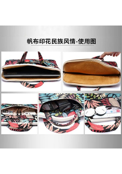 Lısen Desen Baskılı Tuval Taşıma Çantası 13,3 Inç Dizüstü Bilgisayarlar Için Mini Çantalı Taşınabilir Saklama Çantası - Fil Kırmızısı (Yurt Dışından) fiyatları