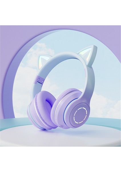 Aydınlık Bluetooth Kulaklık Kulaklık Degrade Renkli Kedi Kulaklı Yüksek Değerli Çağrı Oyun Kulaklığı Hediye Evrensel (Yurt Dışından)