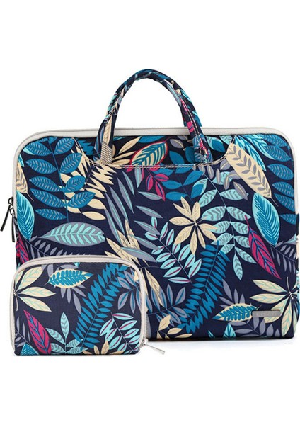 Lısen Desen Baskılı Tuval Taşıma Çantası 13,3 Inç Dizüstü Bilgisayarlar Için Taşınabilir Saklama Çantası Mini Çantalı - Renk: Yapraklar Mavisi (Yurt Dışından)