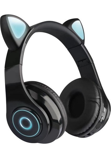 Yeni Çok Satan Kızlar B39 Kedi Kulakları Internet Ünlü Işıklı Başa Takılan Bluetooth Kulaklık Katlanabilir Kablosuz Kulaklık (Yurt Dışından)