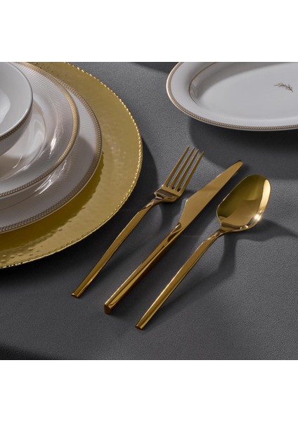 5100 Quartz Titanyum Gold 84 Parça 12 Kişilik Çatal Kaşık Bıçak Seti fırsatları