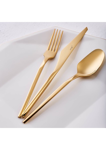 5100 Quartz Titanyum Gold 84 Parça 12 Kişilik Çatal Kaşık Bıçak Seti indirimleri