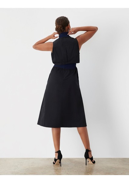 Kadın Dik Yaka Önü Fermuarlı Yırtmaçlı Baharlık Yazlık Beli Lastikli Şık Ceket Elbise modelleri