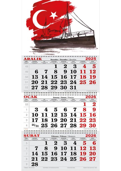 2026 Yılı Gemici Takvimi-Bandırma Vapuru