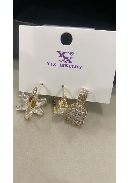 Çelik Altın Kaplama Taşlı Küpe modelleri