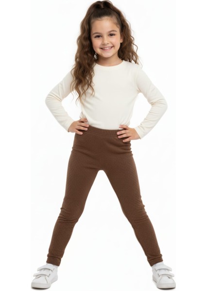 Kız Çocuk Pamuklu Likralı Şardonlu Mevsimlik Tayt