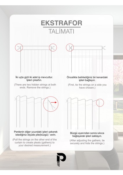Yoğun Şantuklu Modern Tül Perde • Pilesiz Ekstrafor Büzgülü • Ütü Istemez • Çok Satan