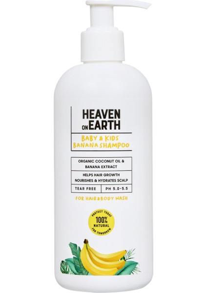 Saç Uzamasına Yardımcı Muzlu Bebek Çocuk Saç ve Vücut Şampuanı %100 Doğal Organik Vegan Parabensiz