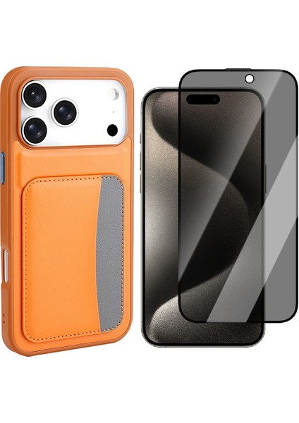 iPhone 17 Pro Max Kılıf Kartlıklı Zore X-Kart Silikon Kapak + Hayalet Ekran Koruyucu