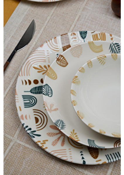 Başak 18 Parça 6 Kişilik Desenli Porselen Yemek Takımı Beyaz Renk fırsatları