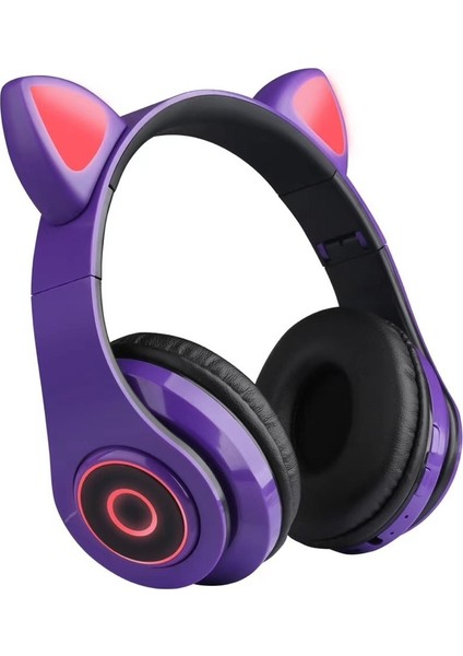 Yeni Çok Satan Kızlar B39 Kedi Kulakları Internet Ünlü Işıklı Başa Takılan Bluetooth Kulaklık Katlanabilir Kablosuz Kulaklık (Yurt Dışından)