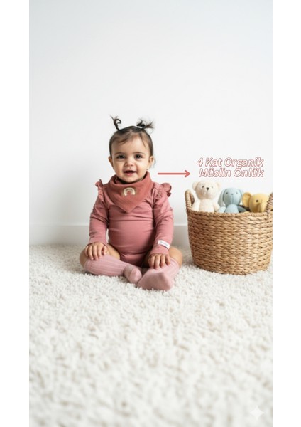 4 Kat Organik Müslin Bebek Önlük(2 adet)