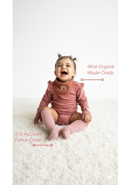 4 Kat Organik Müslin Bebek Önlük(2 adet) fırsatları