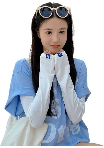 Kadınlar Için Yaz Aylarında Sürüş Için Güneş Koruyucu Buz Kılıfları Büyük Boy Anti-Ultraviyole Gevşek Uzatılmış Kol Koruyucuları Bisiklet Ince Buz Ipek El Kılıfları (Yurt Dışından)